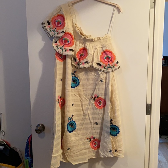 🆕 Anthropologie Plenty Embroidered One-Shoulder Maxi Dress sz XL fits like 2X - Picture 5 of 6